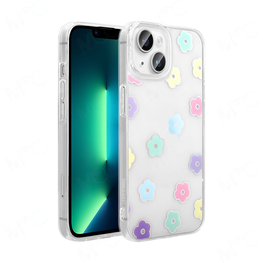 Apple iPhone 14 Kılıf Şeffaf Figürlü Zore Folk Sert Kapak Çilek