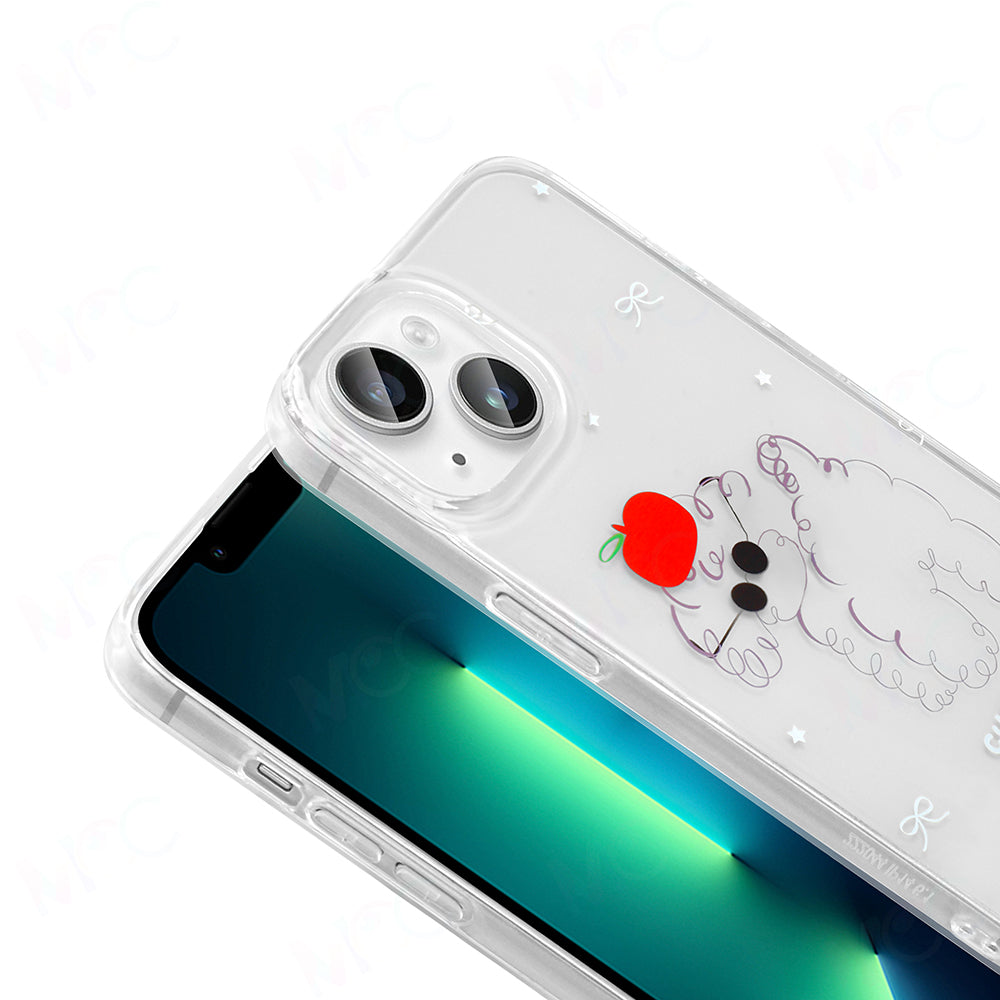 Apple iPhone 14 Kılıf Şeffaf Figürlü Zore Folk Sert Kapak Çilek