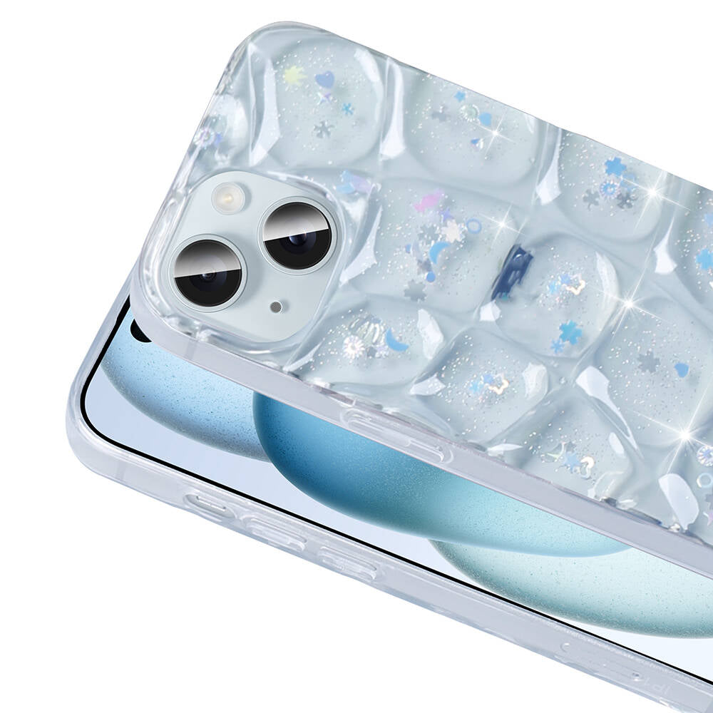 Apple iPhone 14 Kılıf Simli 3D Desenli Zore Hacar Kapak Pembe-Mor