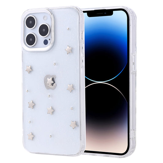Apple iPhone 14 Pro Kılıf Airbag Tasarımlı Simli Şeffaf Zore Kutup Kapak Yıldız