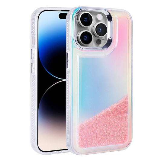 Apple iPhone 14 Pro Kılıf Airbagli Renkli Arka Yüzey Boncuk Tasarımlı Zore Kumul Kapak Pembe