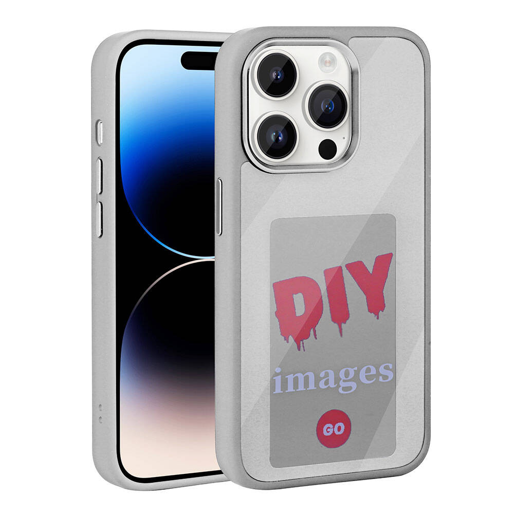 Apple iPhone 14 Pro Kılıf Ekranı Yansıtan Zore Akıllı NFC Kapak Gri