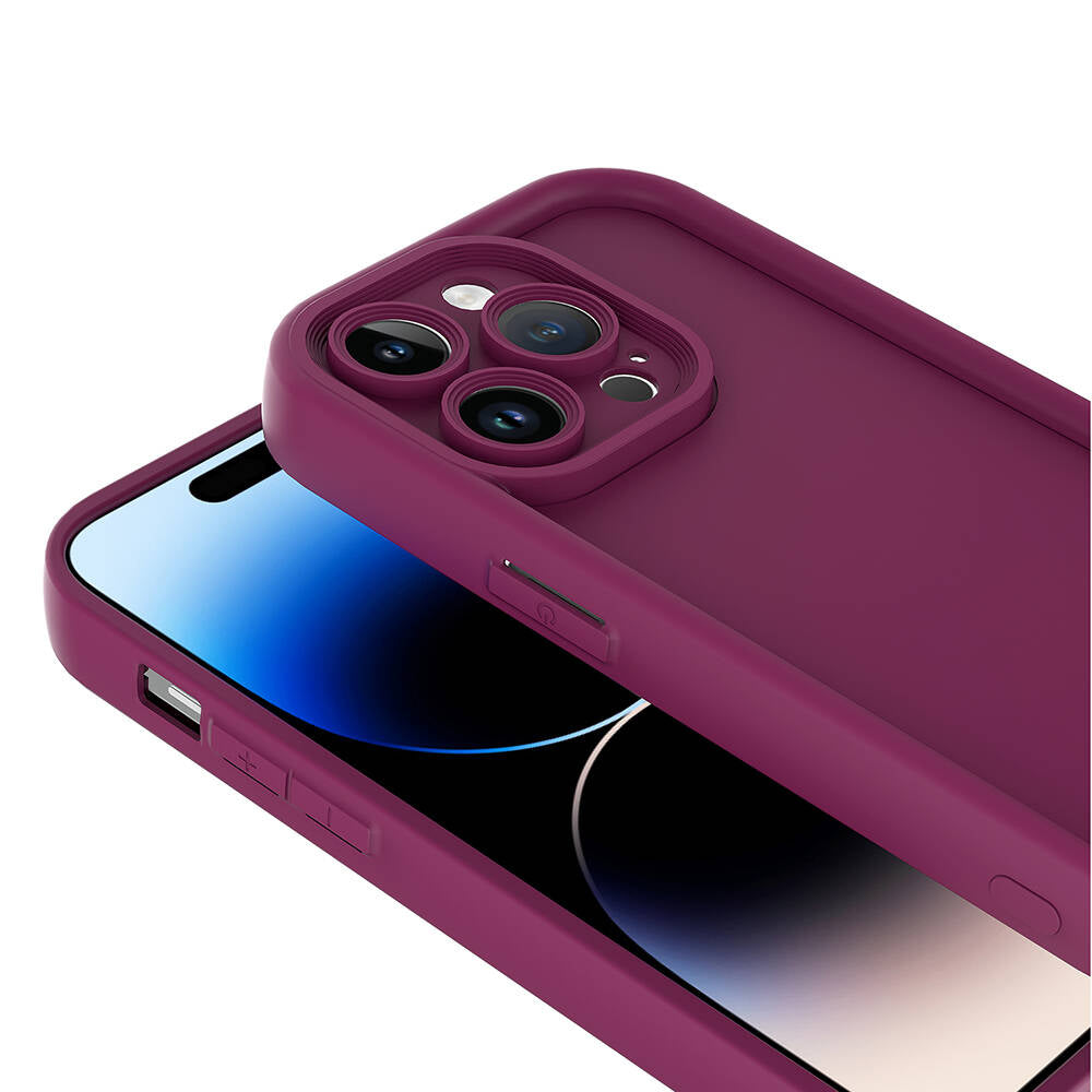 Apple iPhone 14 Pro Kılıf Kamera Korumalı Zore Ananas Kapak Mürdüm