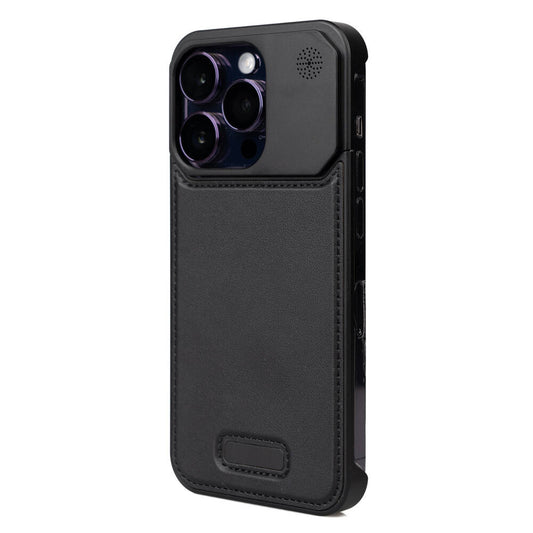 Apple iPhone 14 Pro Kılıf M-safe Şarj Özellikli Mekanizmalı Koku Hazneli Zore Mostar Kapak Siyah