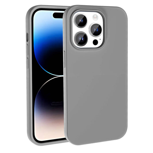 Apple iPhone 14 Pro Kılıf M-safe Şarj Özellikli Sıvı Teknolojili Silinebilir Sert Zore Kivi Kapak Koyu Gri