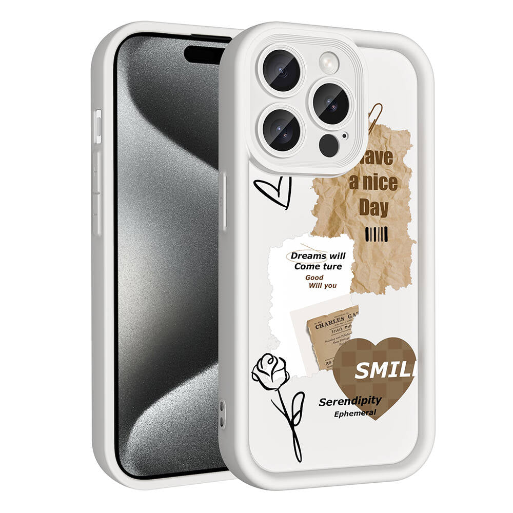 Apple iPhone 14 Pro Max Kılıf Kamera Korumalı Baskılı Arka Yüzey Zore Klas Kapak Açık Kahve