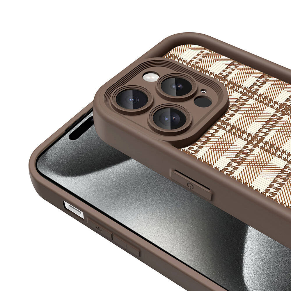 Apple iPhone 14 Pro Max Kılıf Kamera Korumalı Baskılı Arka Yüzey Zore Klas Kapak Açık Kahve