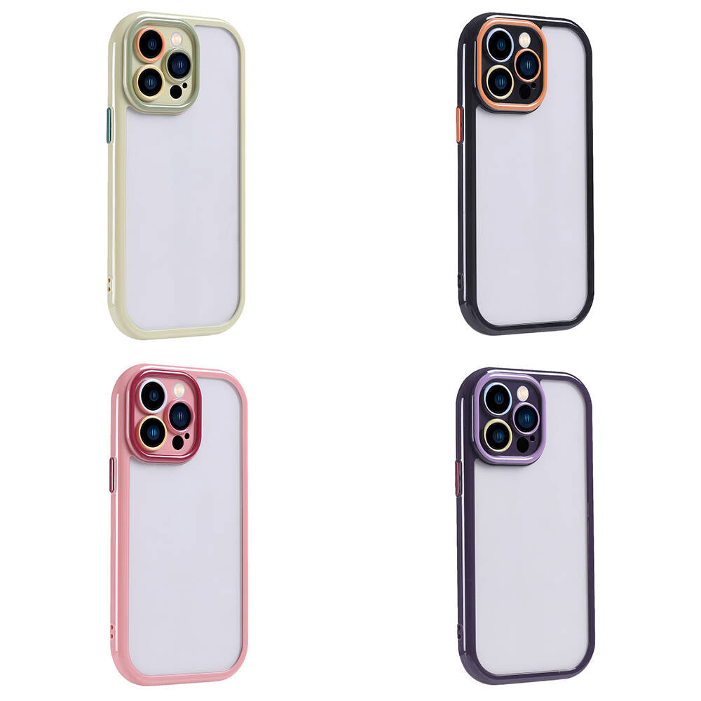 Apple iPhone 14 Pro Max Kılıf Kamera Korumalı Renkli Kenar ve Çerçeve Tasarımlı Zore Vitamin Kapak Derin Mor