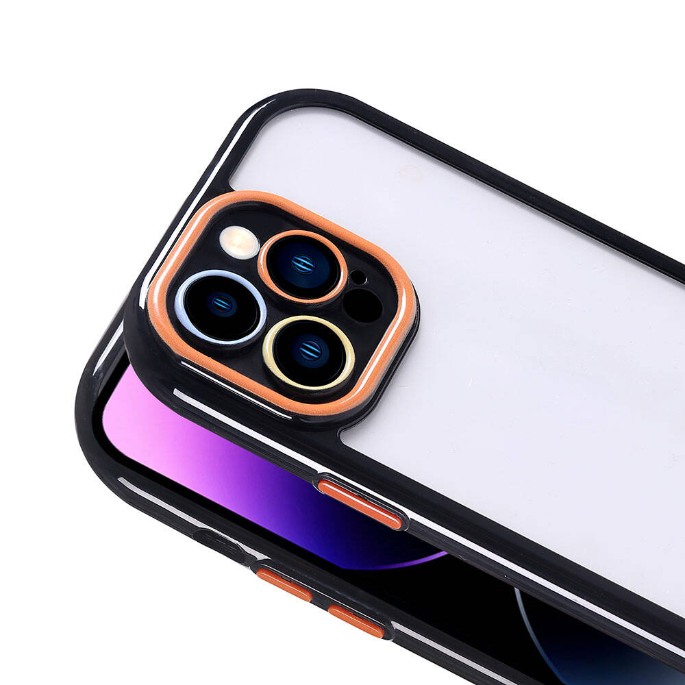 Apple iPhone 14 Pro Max Kılıf Kamera Korumalı Renkli Kenar ve Çerçeve Tasarımlı Zore Vitamin Kapak Derin Mor