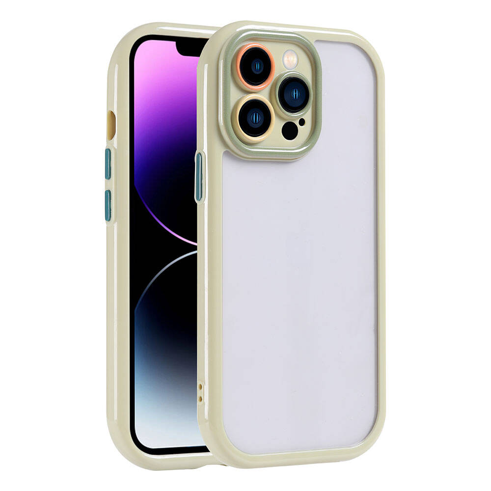 Apple iPhone 14 Pro Max Kılıf Kamera Korumalı Renkli Kenar ve Çerçeve Tasarımlı Zore Vitamin Kapak Derin Mor