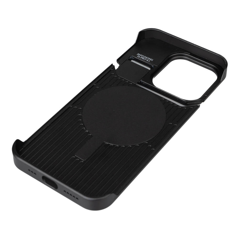 Apple iPhone 14 Pro Max Kılıf M-safe Şarj Özellikli Mekanizmalı Koku Hazneli Zore Mostar Kapak Siyah