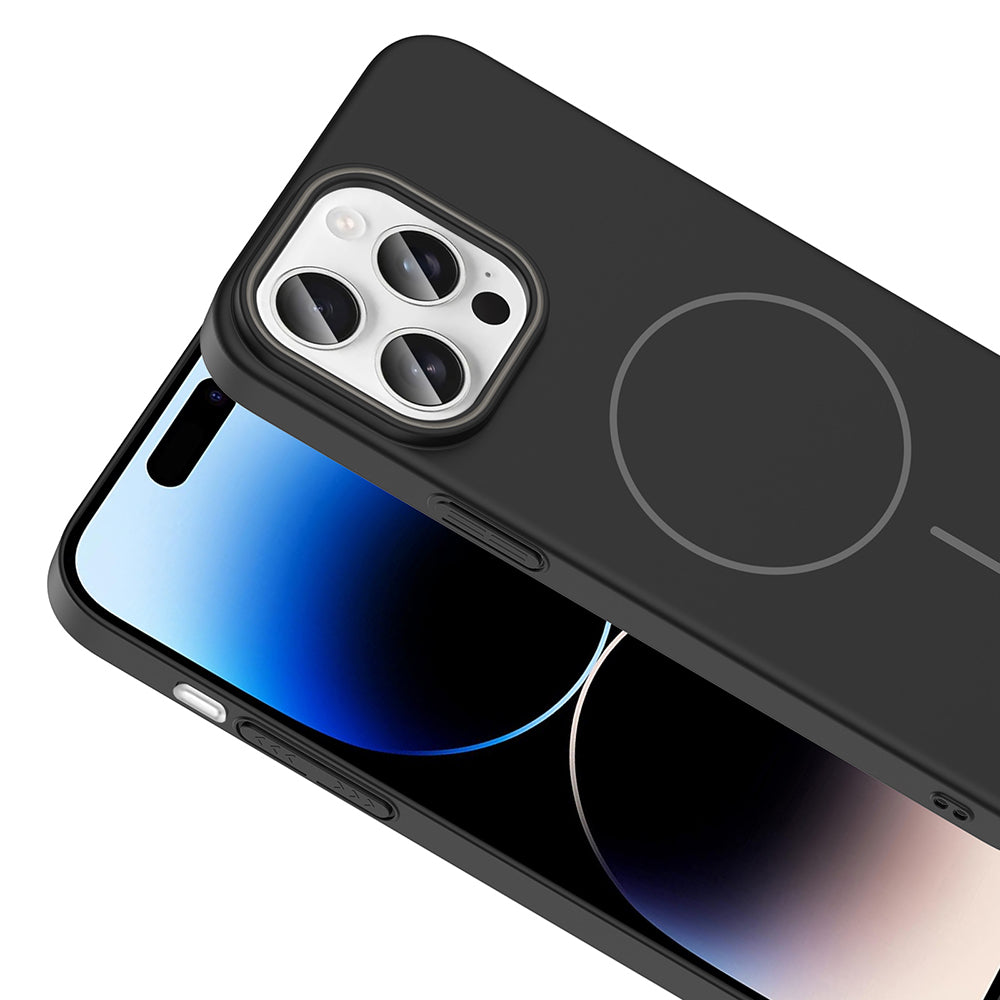 Apple iPhone 14 Pro Max Kılıf M-safe Şarj Özellikli Zore Ruby Sert Kapak Desert Titanyum