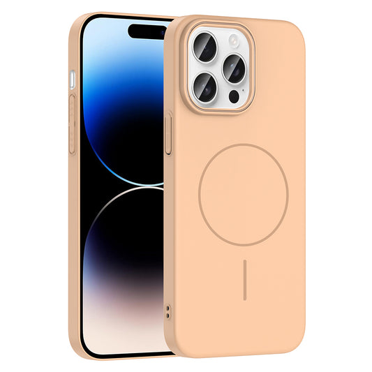 Apple iPhone 14 Pro Max Kılıf M-safe Şarj Özellikli Zore Ruby Sert Kapak Desert Titanyum
