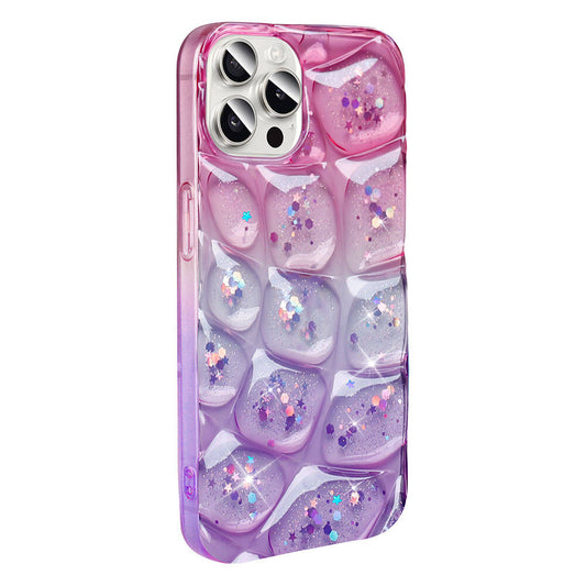 Apple iPhone 14 Pro Max Kılıf Simli 3D Desenli Zore Hacar Kapak Pembe-Mor