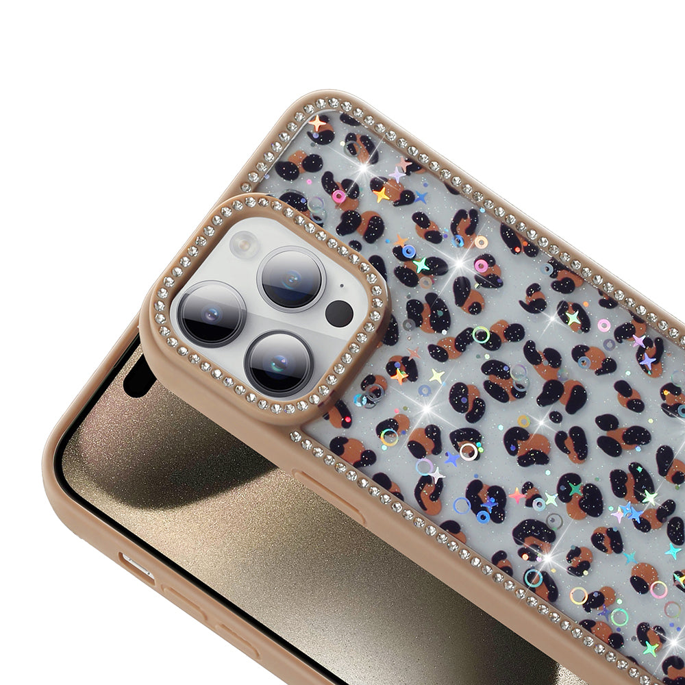 Apple iPhone 14 Pro Max Kılıf Taşlı ve Simli Tasarım Zore Azra Kapak Pembe