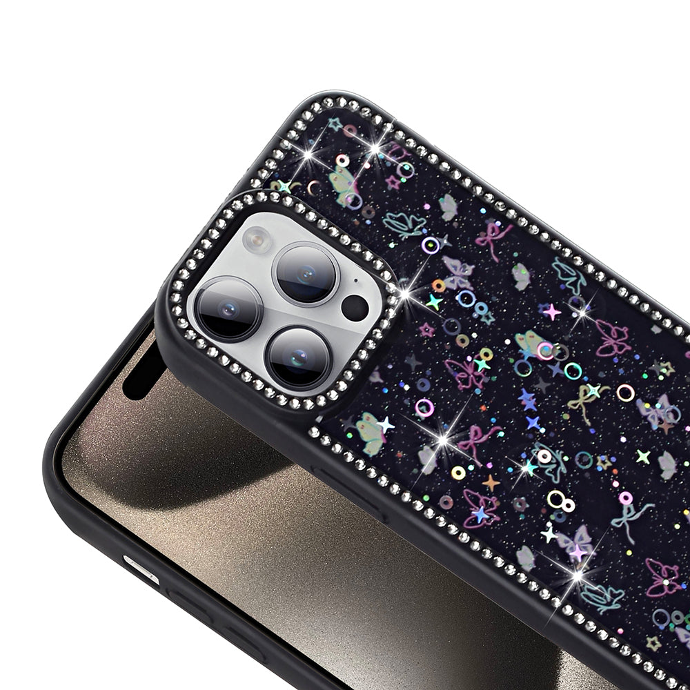 Apple iPhone 14 Pro Max Kılıf Taşlı ve Simli Tasarım Zore Azra Kapak Gold