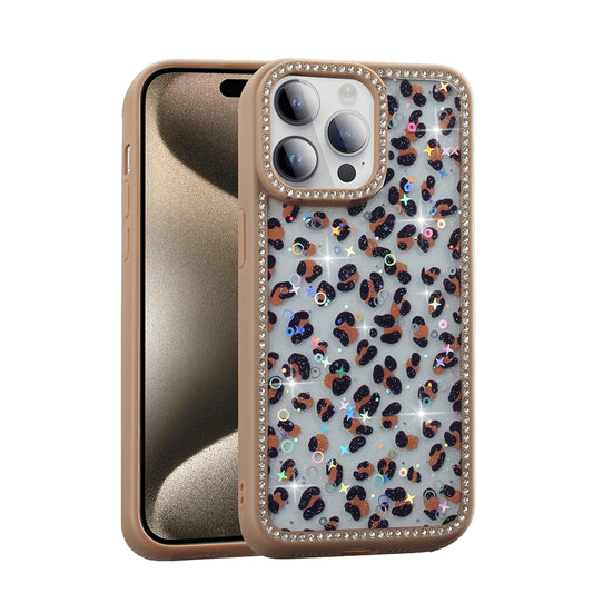 Apple iPhone 14 Pro Max Kılıf Taşlı ve Simli Tasarım Zore Azra Kapak Gold