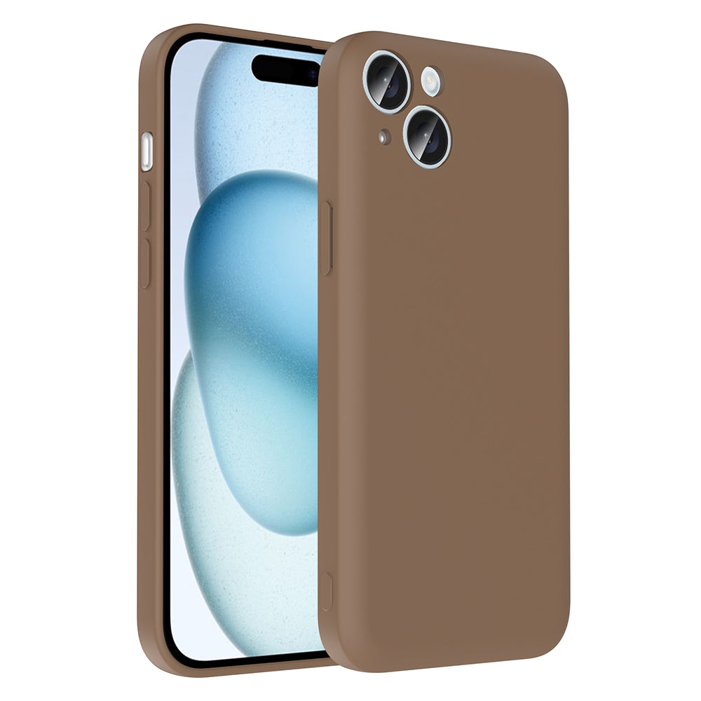 Apple iPhone 15 Kılıf Kamera Korumalı Kartlık Hazneli Zore Vitra Kapak Kahverengi