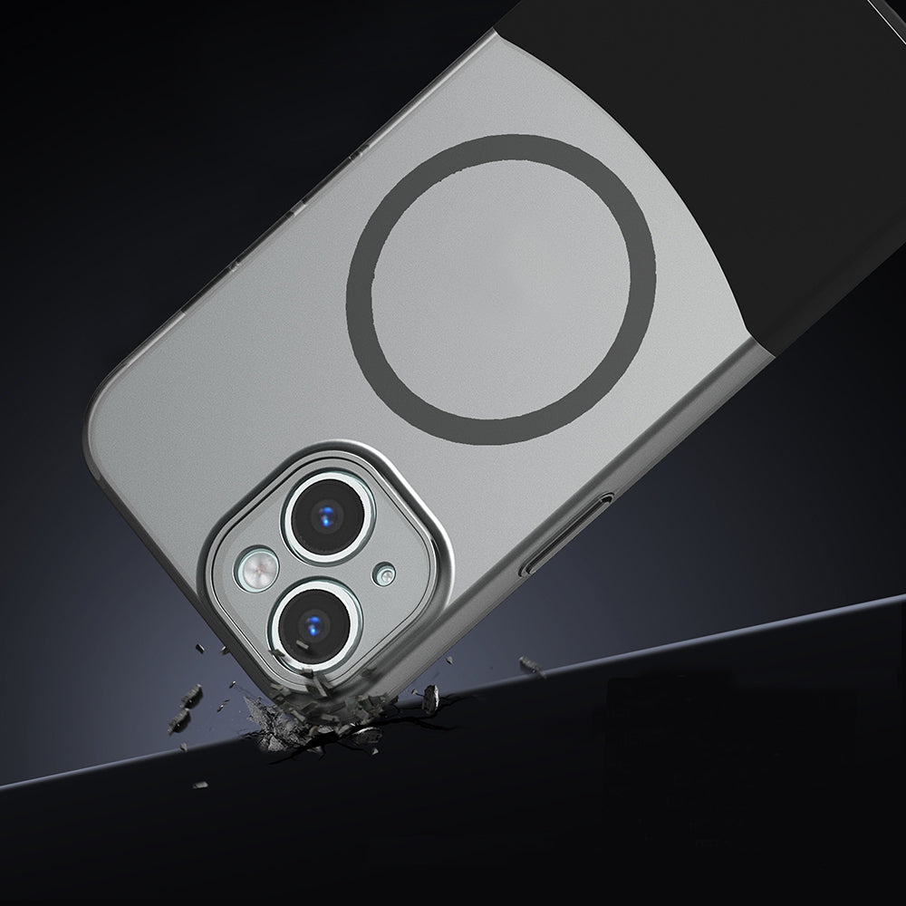 Apple iPhone 15 Kılıf M-Safe Şarj Özellikli Mıknatıslı Zore Duble Kapak Siyah