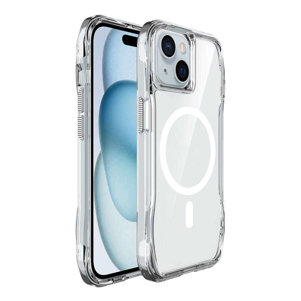 Apple iPhone 15 Kılıf M-safe Şarj Özellikli Airbagli Şeffaf Zore İncek Kapak Şeffaf