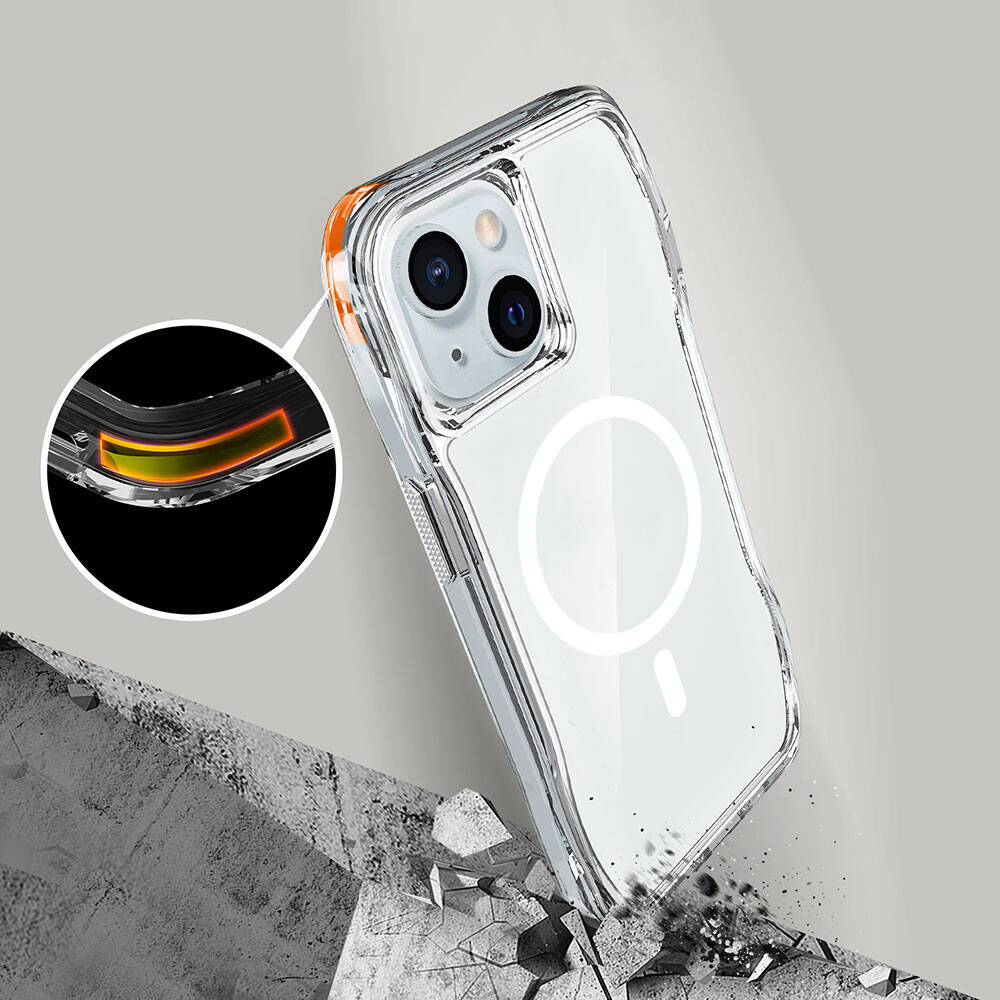 Apple iPhone 15 Kılıf M-safe Şarj Özellikli Airbagli Şeffaf Zore İncek Kapak Şeffaf