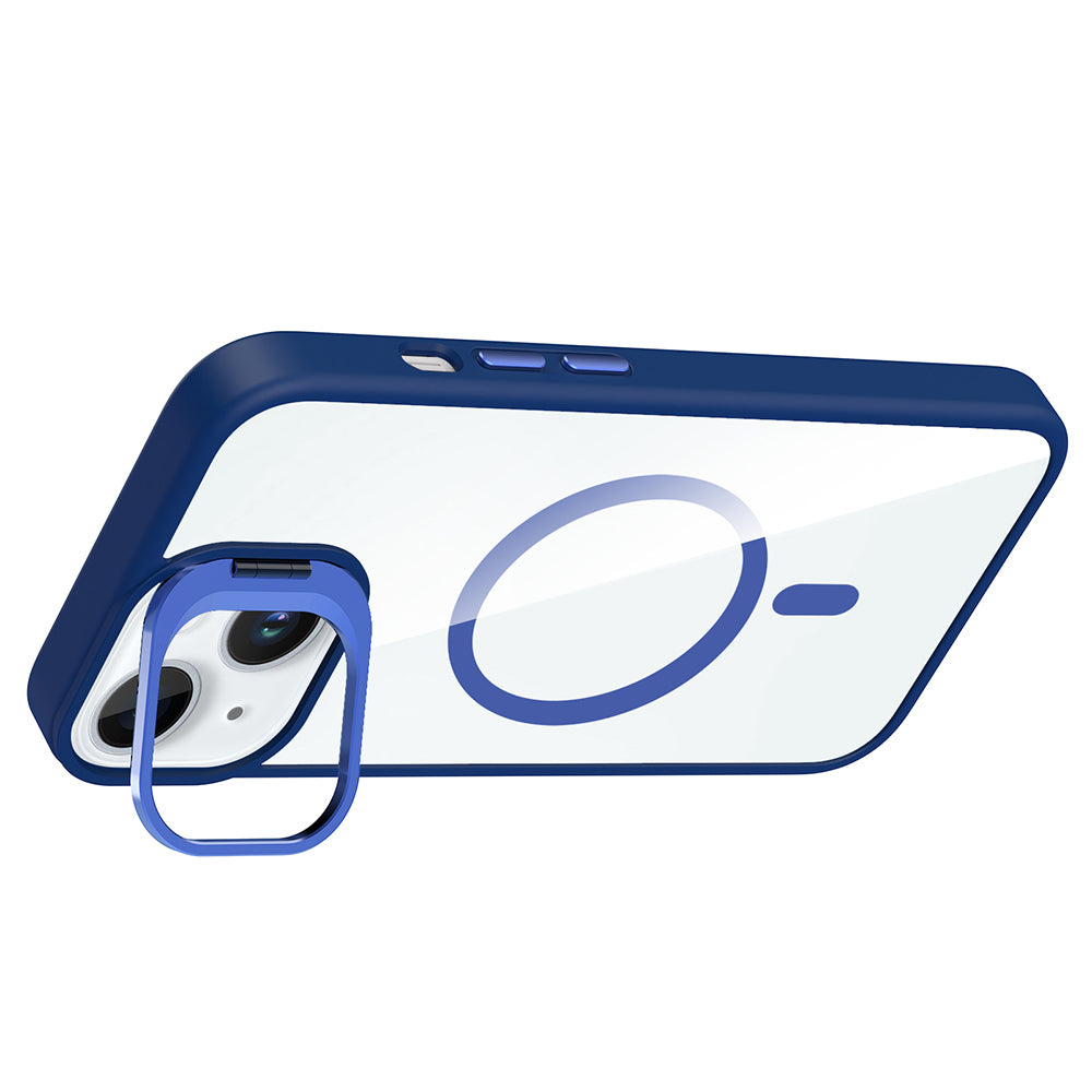 Apple iPhone 15 Kılıf Standlı ve Kamera Lens Hediyeli M-Safe Şarj Özellikli Zore Etro Kapak Desert Titanyum