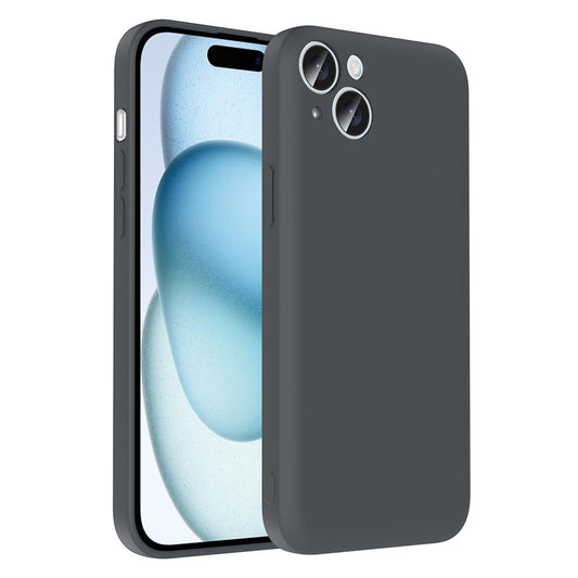 Apple iPhone 15 Plus Kılıf Kamera Korumalı Kartlık Hazneli Zore Vitra Kapak Gri