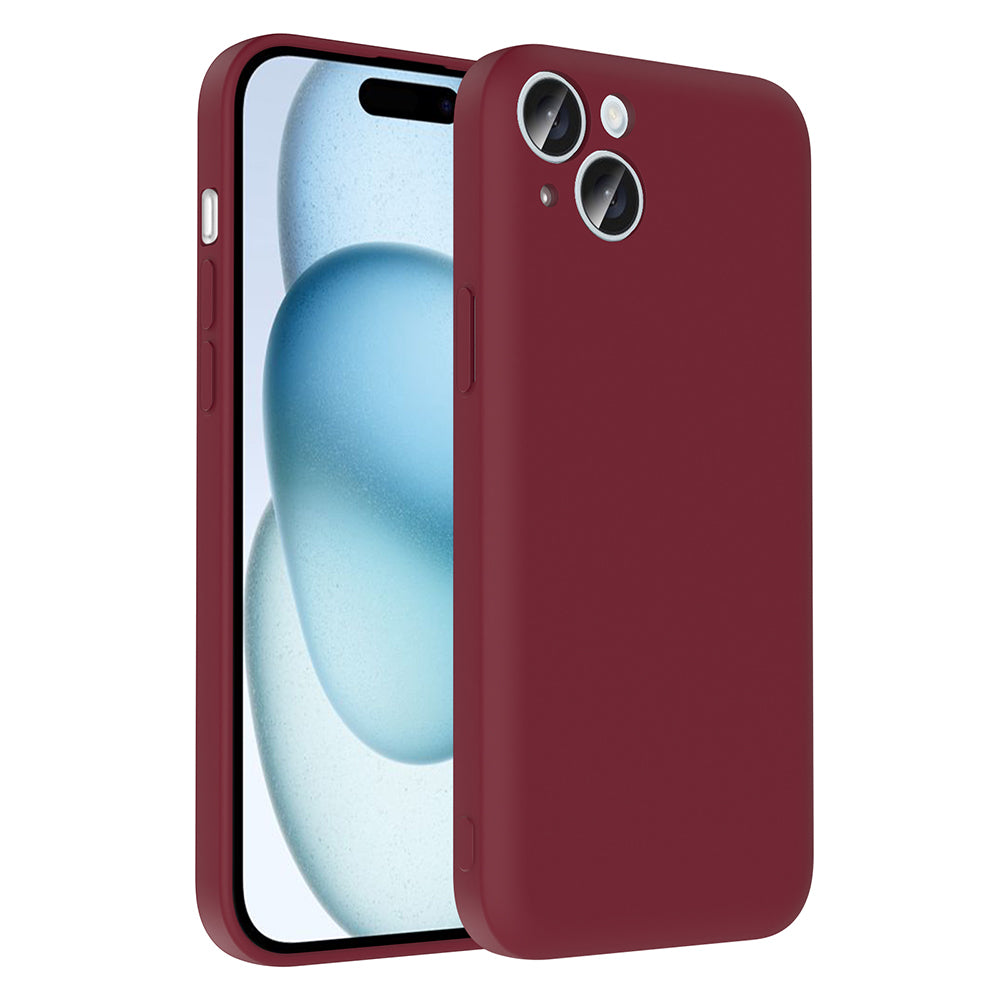 Apple iPhone 15 Plus Kılıf Kamera Korumalı Kartlık Hazneli Zore Vitra Kapak Mürdüm