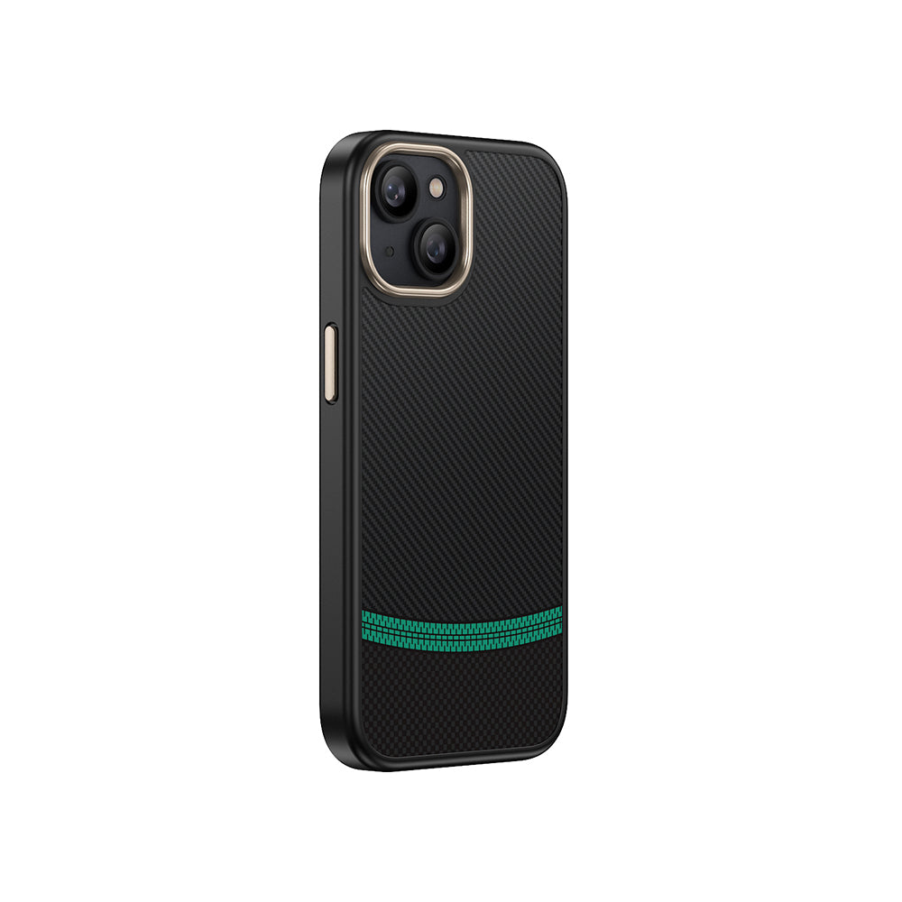 Apple iPhone 15 Plus Kılıf M-safe Şarj Özellikli Karbon Fiber Görünümlü Zore Antina Kapak Siyah-Gri