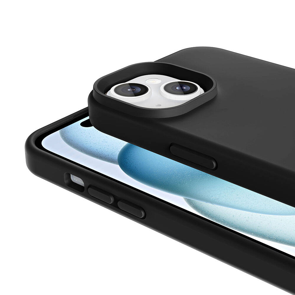 Apple iPhone 15 Plus Kılıf M-safe Şarj Özellikli Sıvı Teknolojili Silinebilir Sert Zore Kivi Kapak Siyah