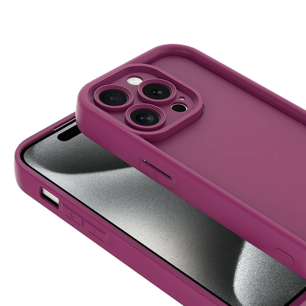 Apple iPhone 15 Pro Kılıf Kamera Korumalı Zore Ananas Kapak Pembe Koyu