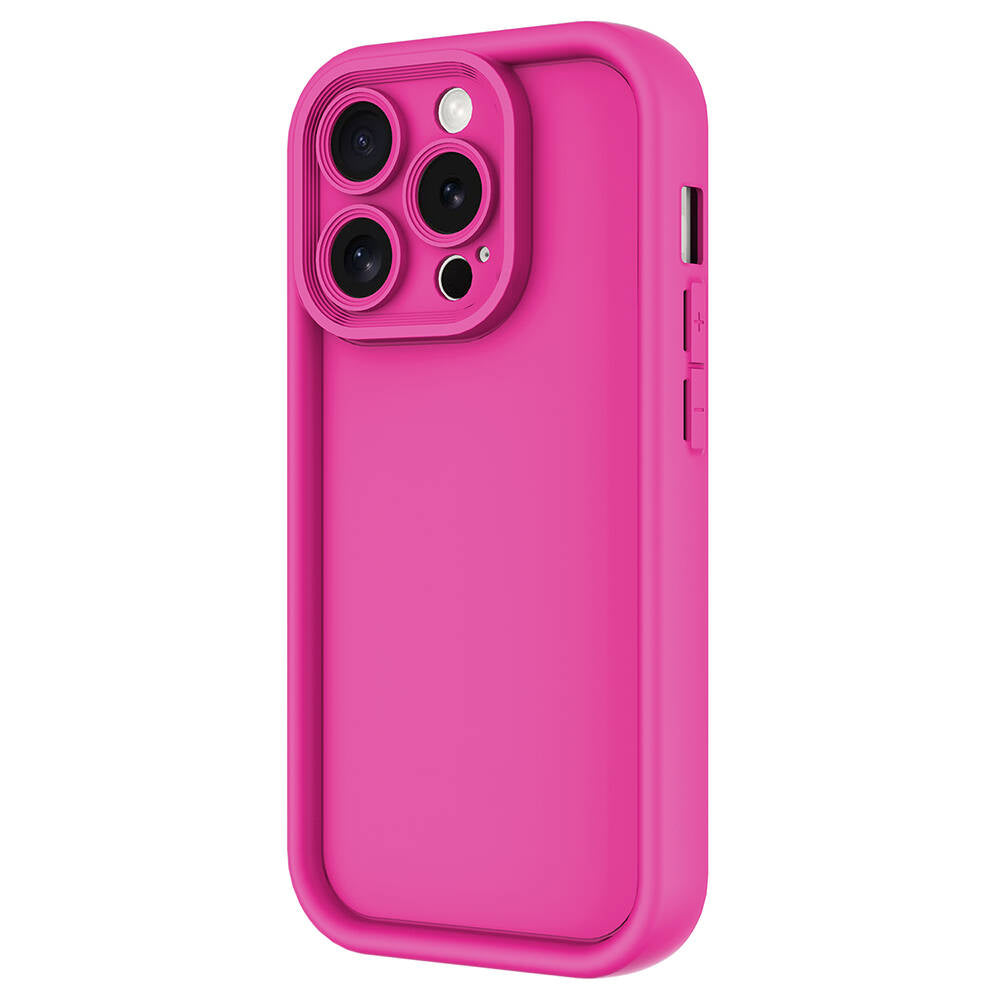 Apple iPhone 15 Pro Kılıf Kamera Korumalı Zore Ananas Kapak Pembe Koyu