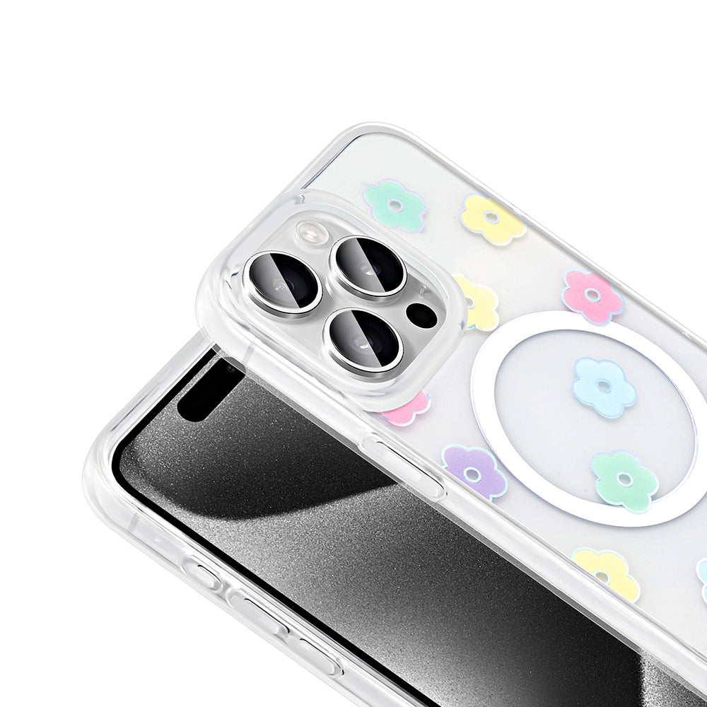 Apple iPhone 15 Pro Kılıf M-Safe Şarj Özellikli Şeffaf Zore Folk Sert Kapak Sevimli Köpek