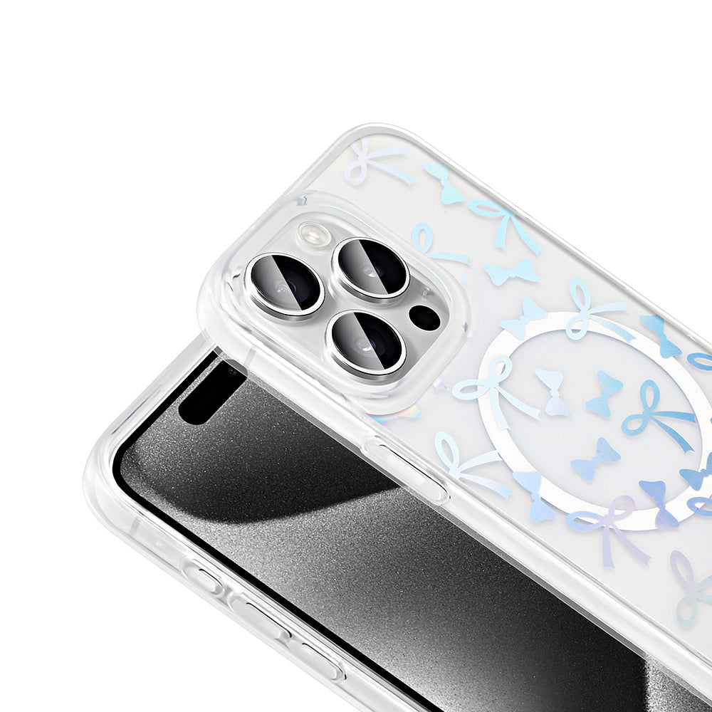 Apple iPhone 15 Pro Kılıf M-Safe Şarj Özellikli Şeffaf Zore Folk Sert Kapak Kalp