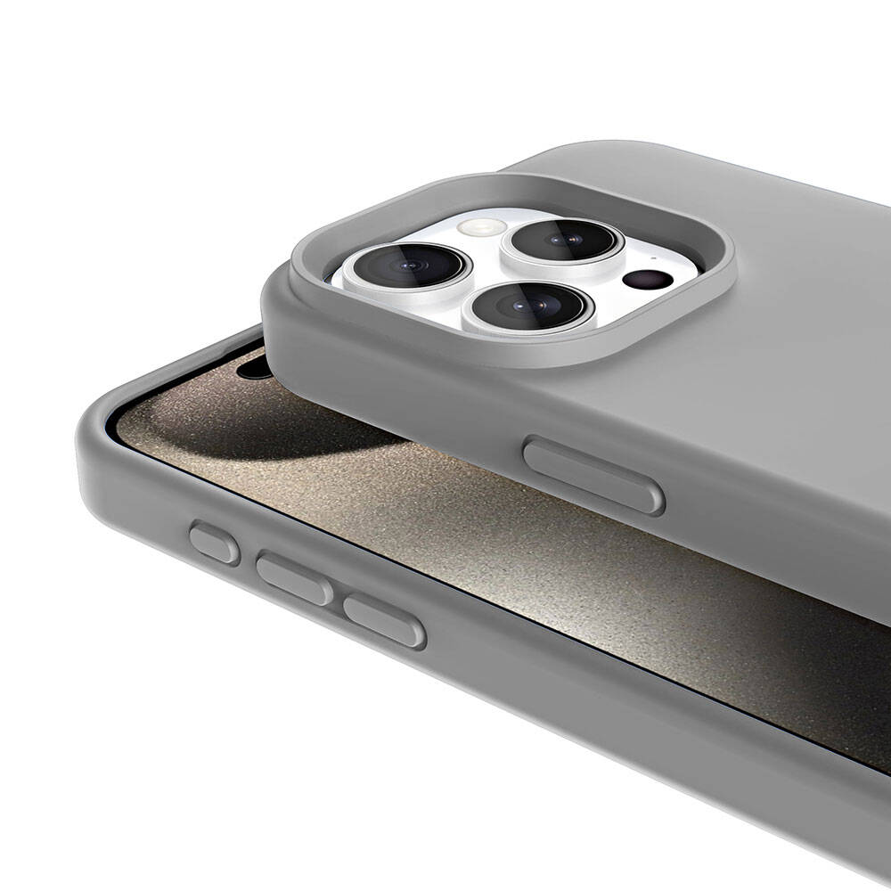 Apple iPhone 15 Pro Kılıf M-safe Şarj Özellikli Sıvı Teknolojili Silinebilir Sert Zore Kivi Kapak Pembe