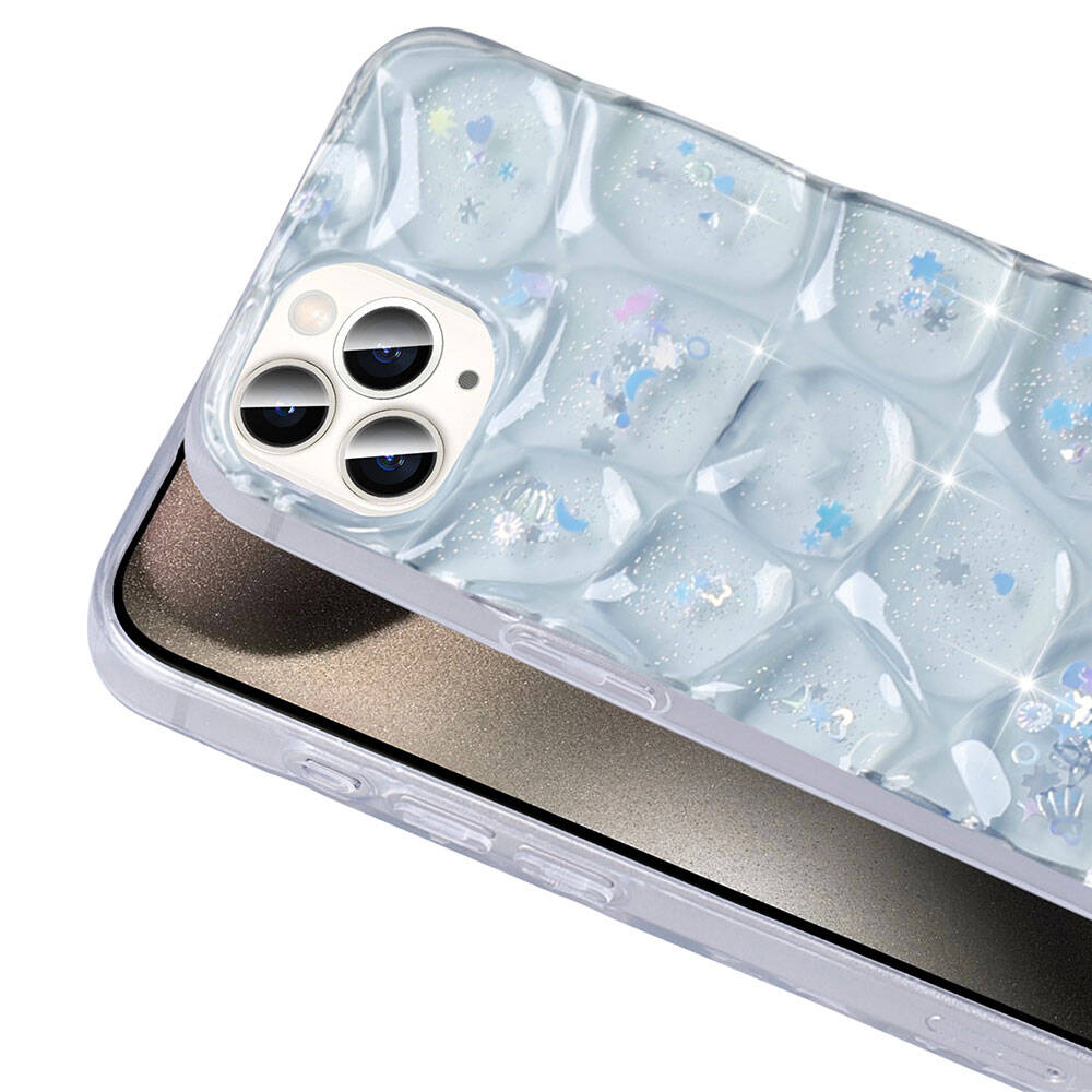 Apple iPhone 15 Pro Kılıf Simli 3D Desenli Zore Hacar Kapak Pembe-Mor