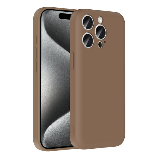 Apple iPhone 15 Pro Max Kılıf Kamera Korumalı Kartlık Hazneli Zore Vitra Kapak Kahverengi