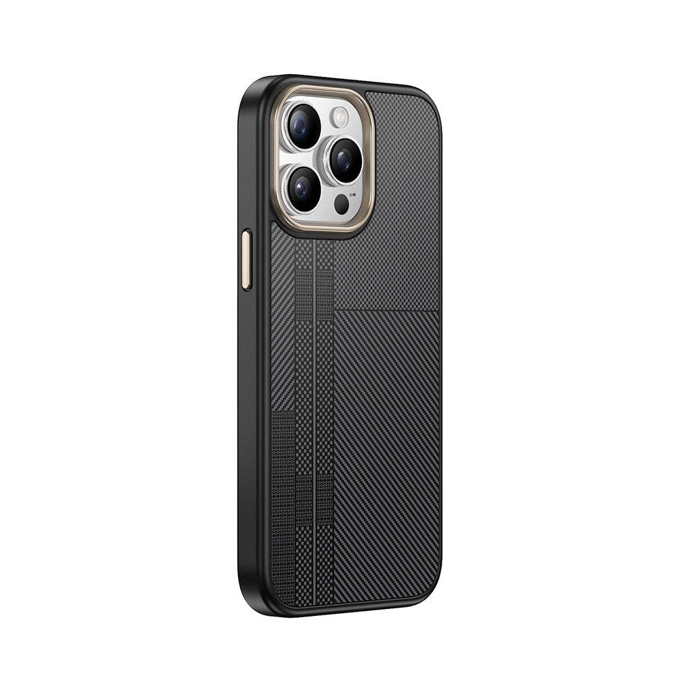 Apple iPhone 15 Pro Max Kılıf M-safe Şarj Özellikli Karbon Fiber Görünümlü Zore Antina Kapak Siyah-Yeşil