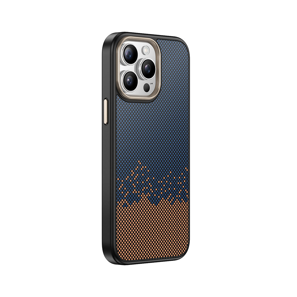 Apple iPhone 15 Pro Max Kılıf M-safe Şarj Özellikli Karbon Fiber Görünümlü Zore Antina Kapak Siyah-Yeşil