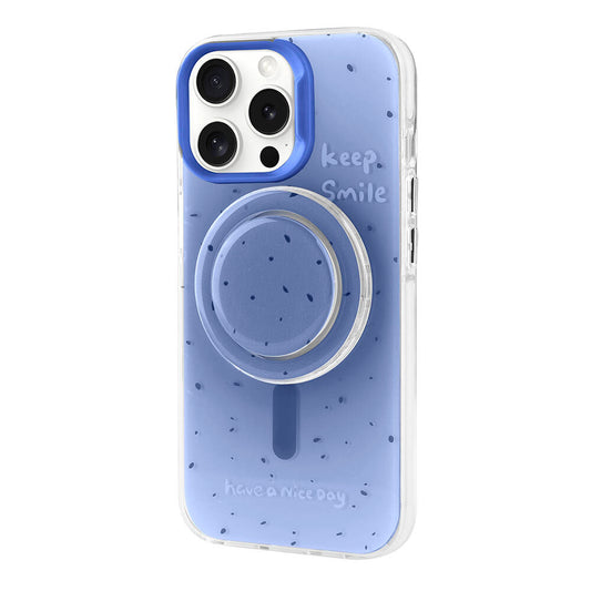 Apple iPhone 15 Pro Max Kılıf M-safe Şarj Özellikli Tak-Çıkar Pop Soketli Zore Tiktok Kapak Mavi