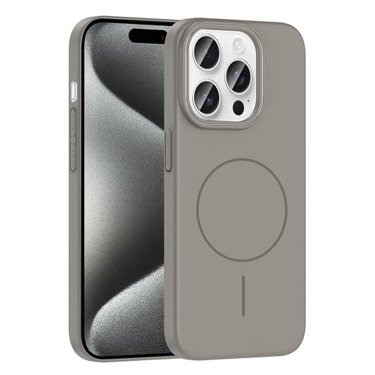 Apple iPhone 15 Pro Max Kılıf M-safe Şarj Özellikli Zore Ruby Sert Kapak Gri
