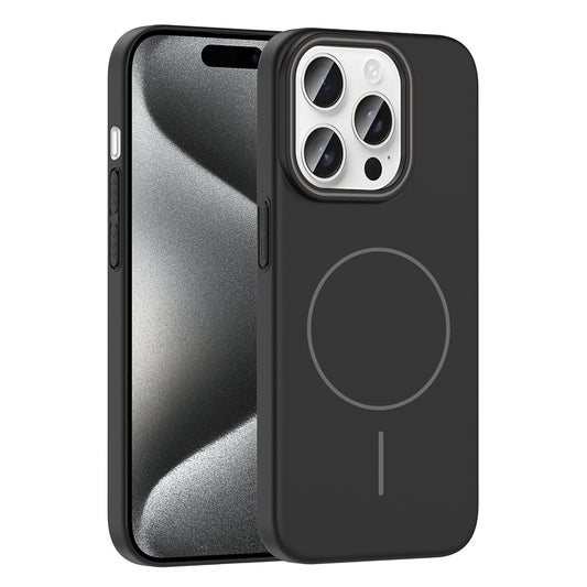 Apple iPhone 15 Pro Max Kılıf M-safe Şarj Özellikli Zore Ruby Sert Kapak Siyah