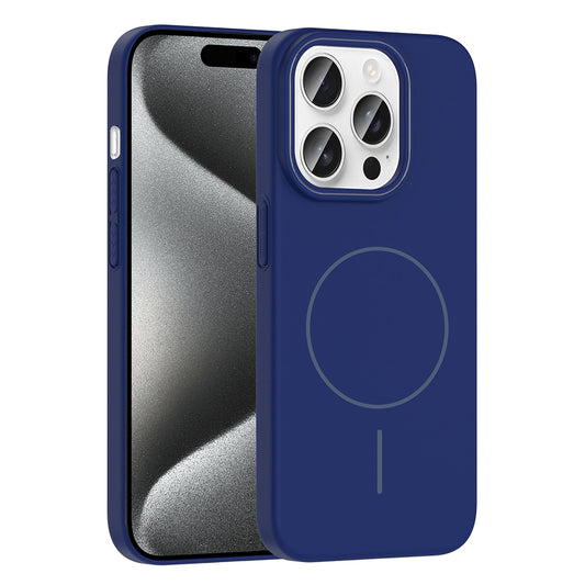 Apple iPhone 15 Pro Max Kılıf M-safe Şarj Özellikli Zore Ruby Sert Kapak Lacivert