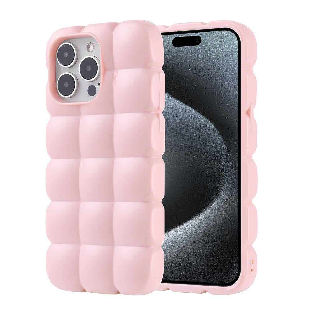 Apple iPhone 15 Pro Max Kılıf Parlak Esnek Silikon Zore Dom Dom Kapak Mavi