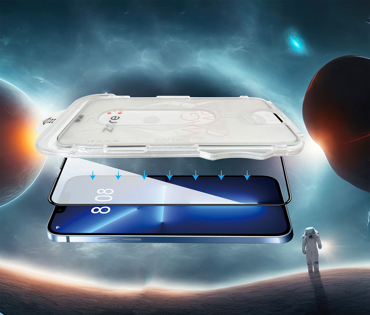 Apple iPhone 15 Zore Kolay Uygulama Aparatlı 5D Magic Glass Cam Ekran Koruyucu Siyah