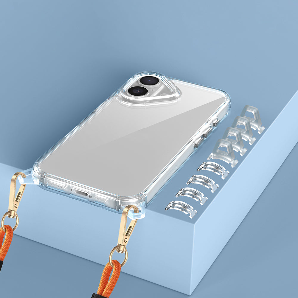 Apple iPhone 16 Kılıf Airbagli Takılabilir Askı Aparatlı Zore Snap Silikon Kapak Şeffaf