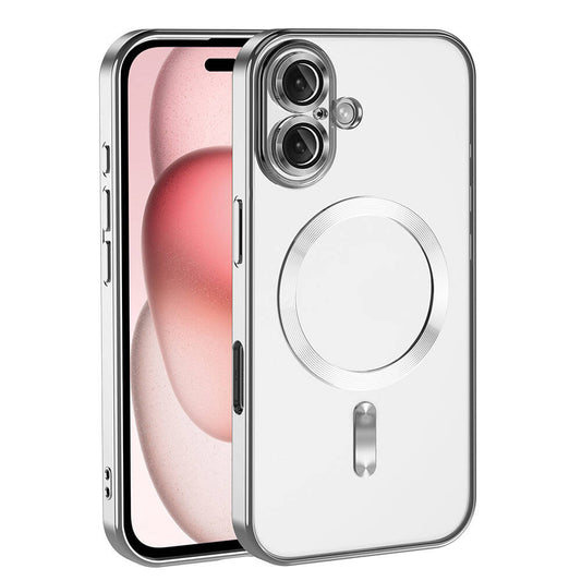 Apple iPhone 16 Kılıf Kamera Korumalı M-safe Wireless Şarj Özellikli Zore Demre Kapak Titanyum