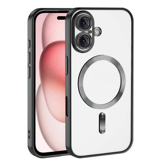 Apple iPhone 16 Kılıf Kamera Korumalı M-safe Wireless Şarj Özellikli Zore Demre Kapak Siyah