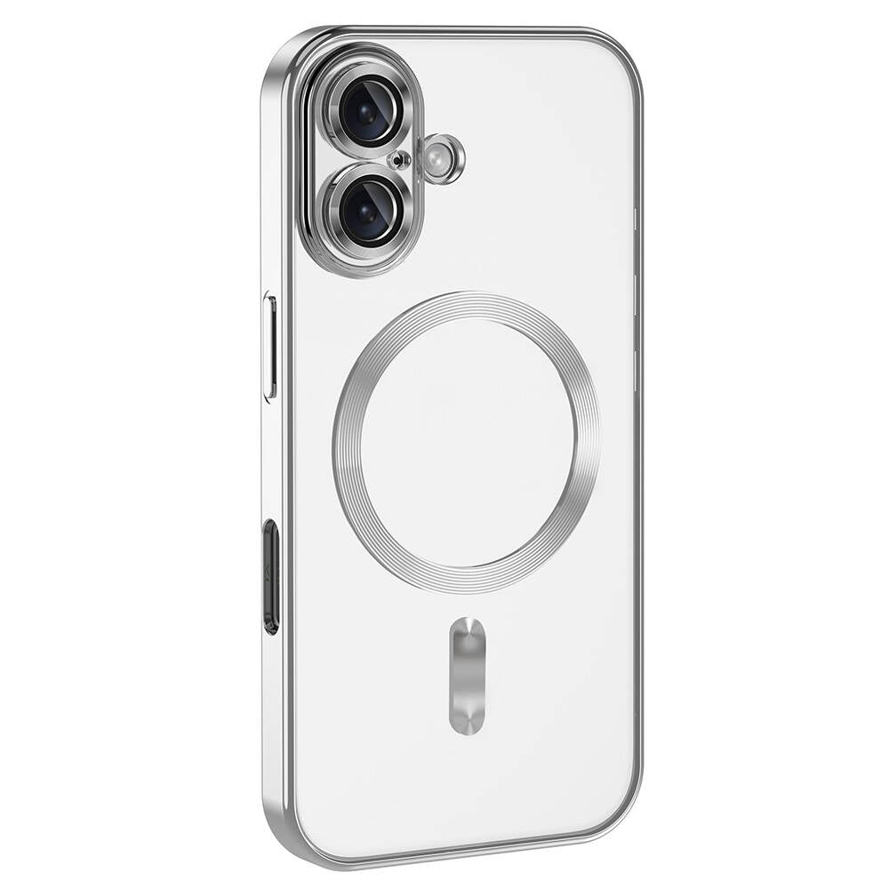Apple iPhone 16 Kılıf Kamera Korumalı M-safe Wireless Şarj Özellikli Zore Demre Kapak Titanyum