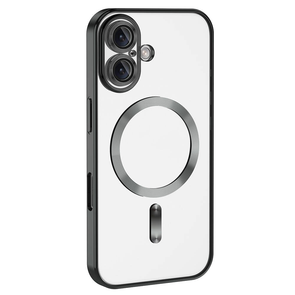 Apple iPhone 16 Kılıf Kamera Korumalı M-safe Wireless Şarj Özellikli Zore Demre Kapak Derin Mor